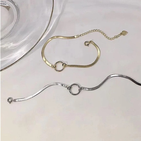 Gold Plated Minimalist Bracelet, Irregular, Geometric, Dainty, Trendy, - Picture 2 of 4